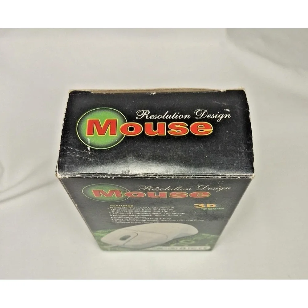 Vintage Orange Transparent Mouse New in Box NOS Y2K HM-303P 700 DPI Scroll PS/2